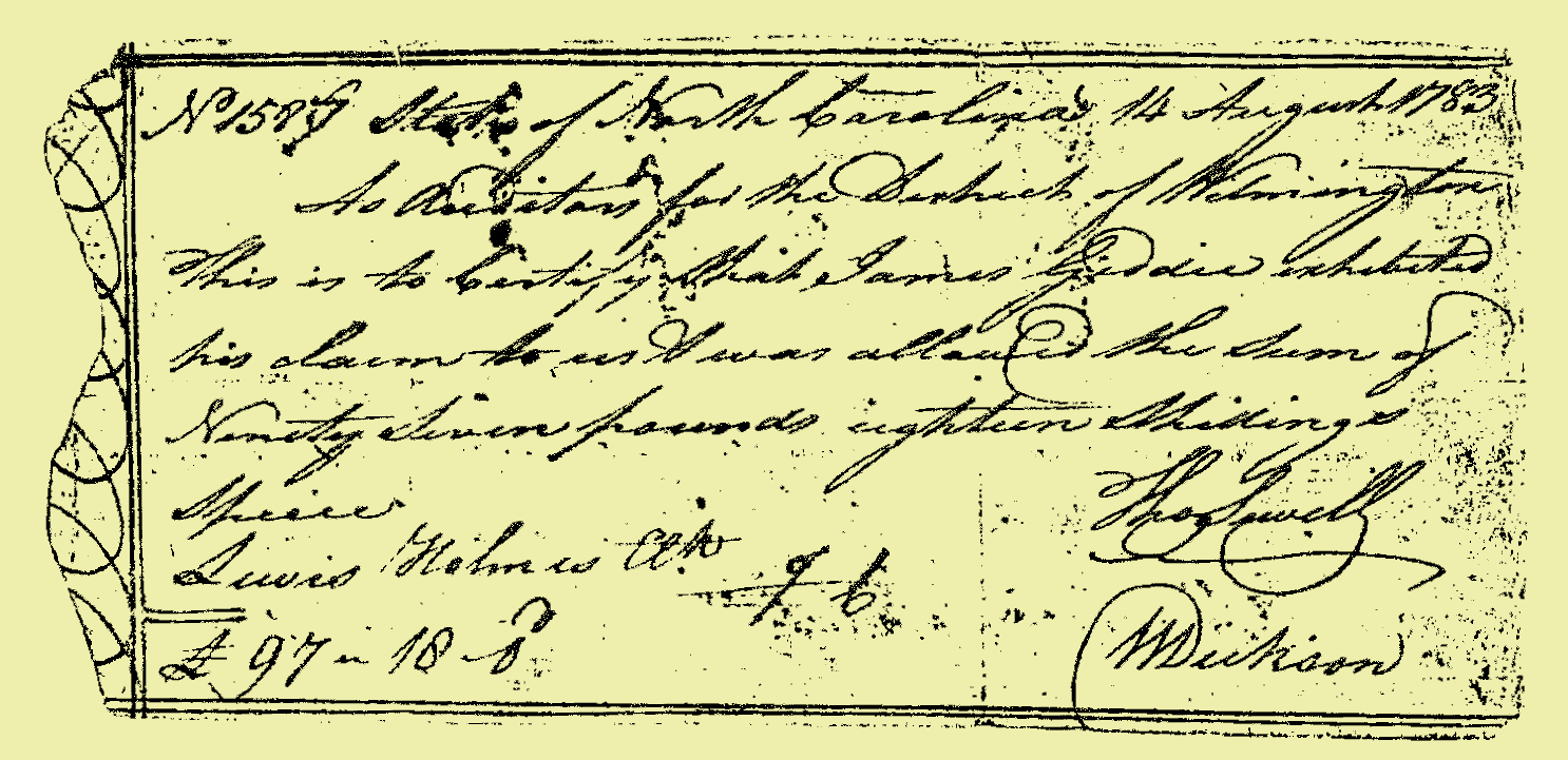 JAMES GEDDIE REVOLUTIONARY WAR PAY VOUCHER